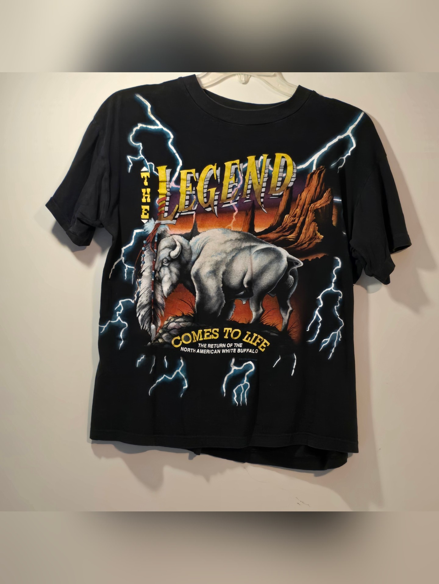 Vintage The Legend Is Born Buffalo Graphic Tee Lightning American Thunder